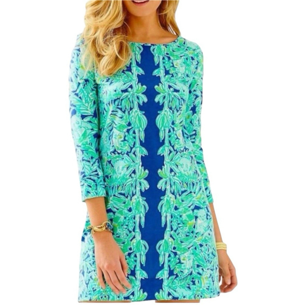 Lilly Pulitzer Marlowe Shirt Dress Sz L Koala of the Wild Poolside Blue Vacation